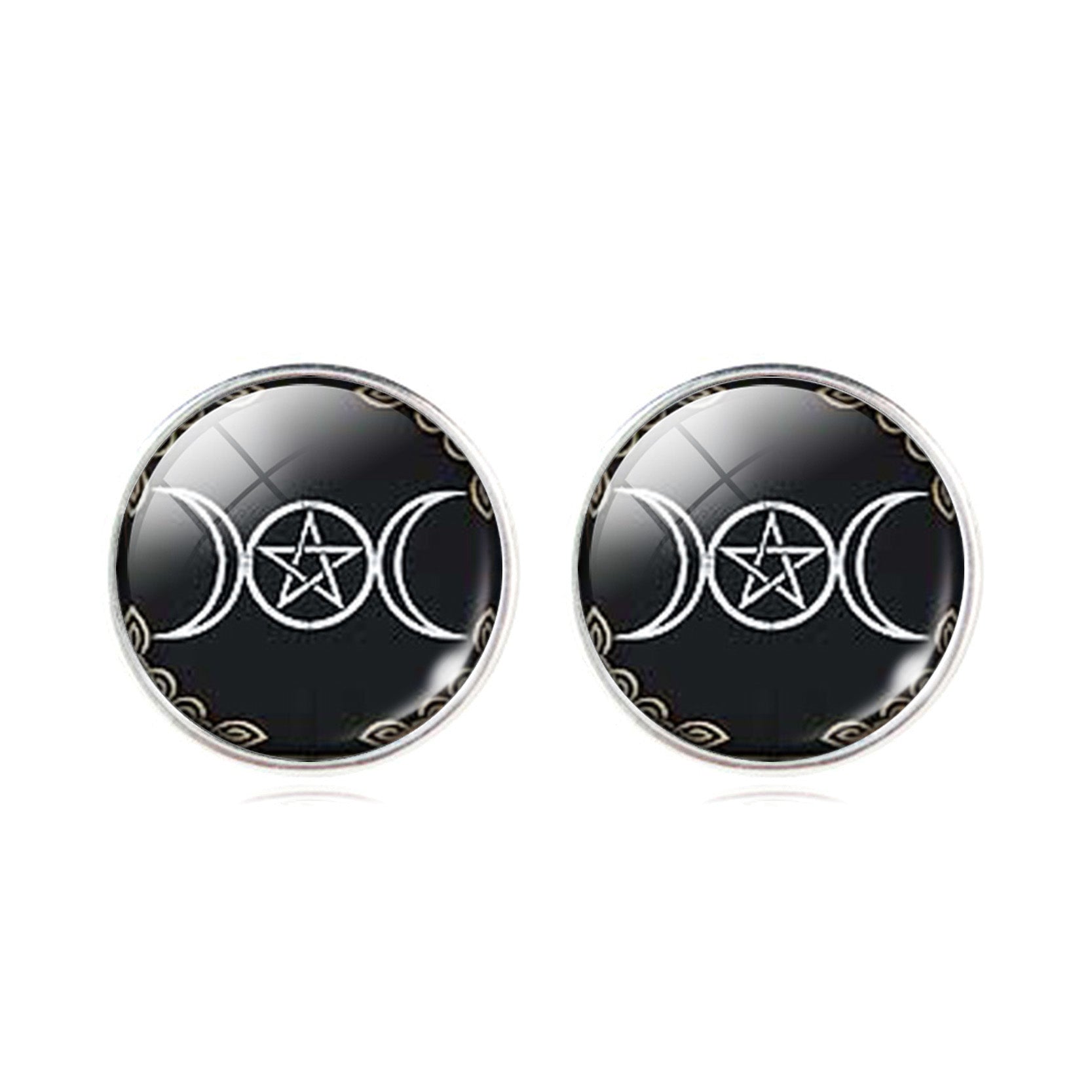 Triple Moon Goddess Stud Earrings