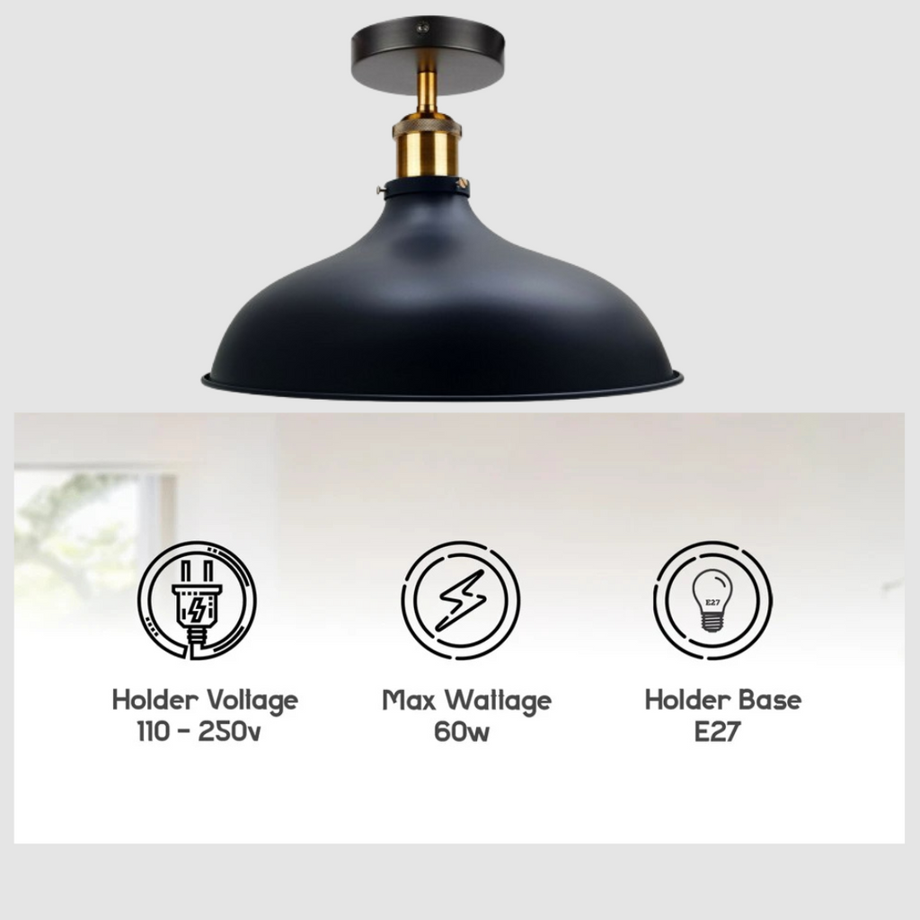 Gold And Black Ceiling Lights Vintage Flush Mount Scone Ceiling Light Shade ~1780-2