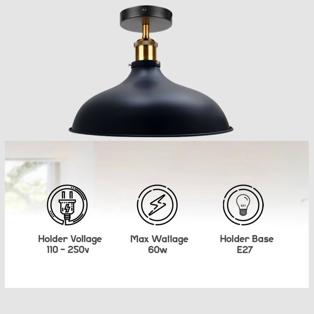 Gold And Black Ceiling Lights Vintage Flush Mount Scone Ceiling Light Shade ~1780-2