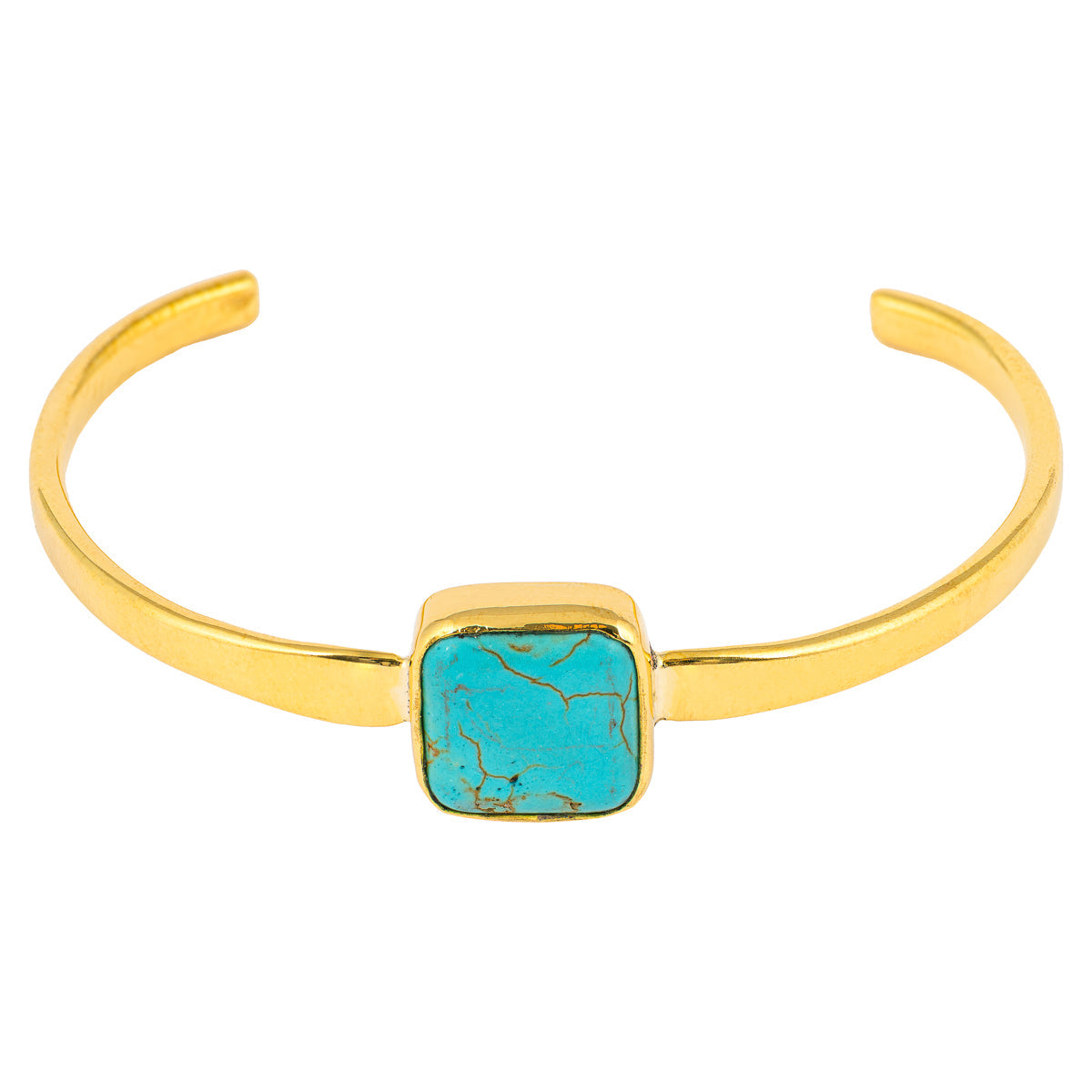 Amani Recycled Brass & Turquoise Stone Bangle